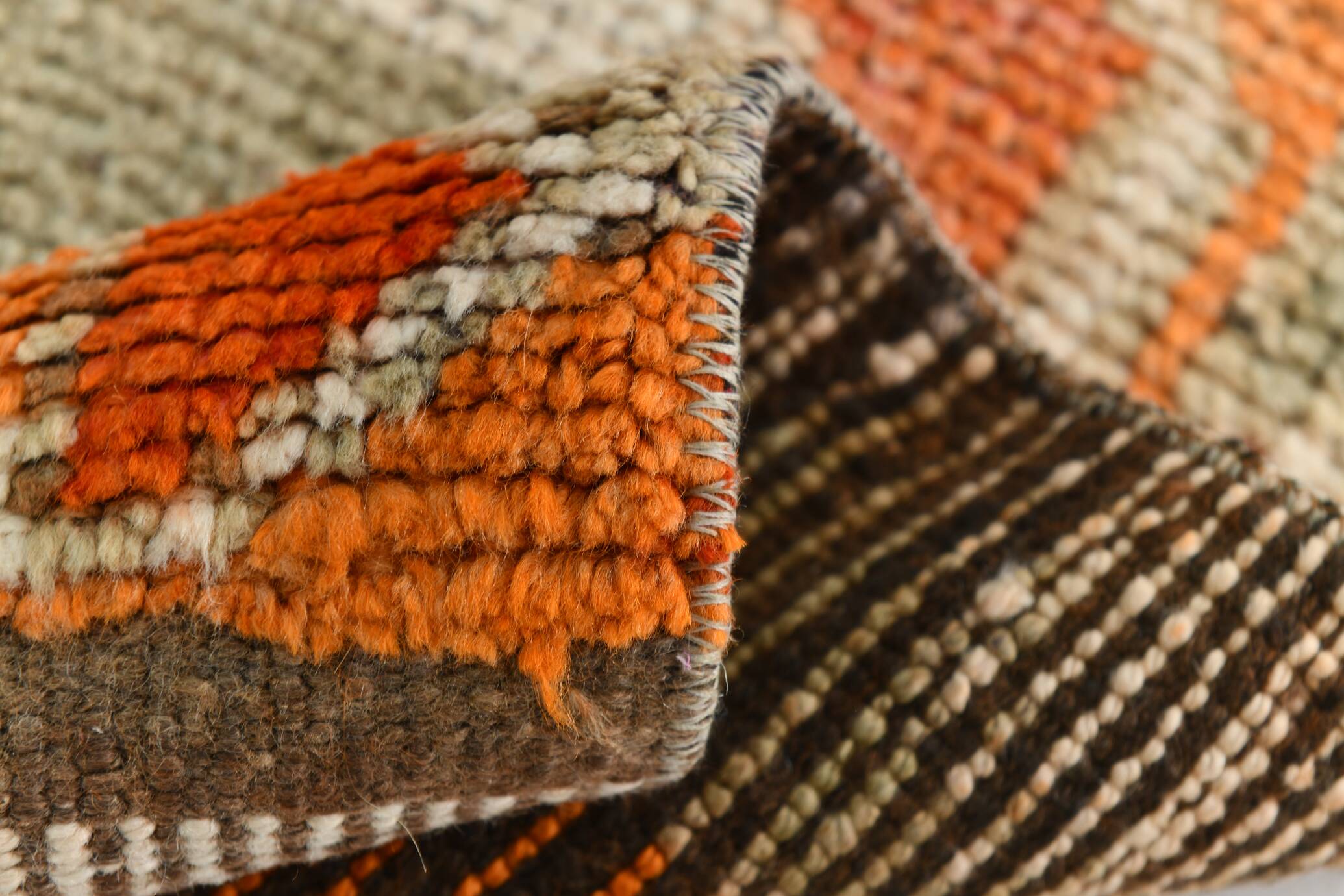 Tapis runner vintage berbère, motifs géométriques orange violet, 74x307Cm