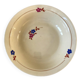 Salad bowl / hollow dish Saint Amand / Céranord hand-painted pink and blue flowers, 1940s