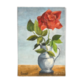 Oil on canvas painting flower signed vintage
