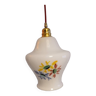 Vintage globe pendant light in opaline flower decor