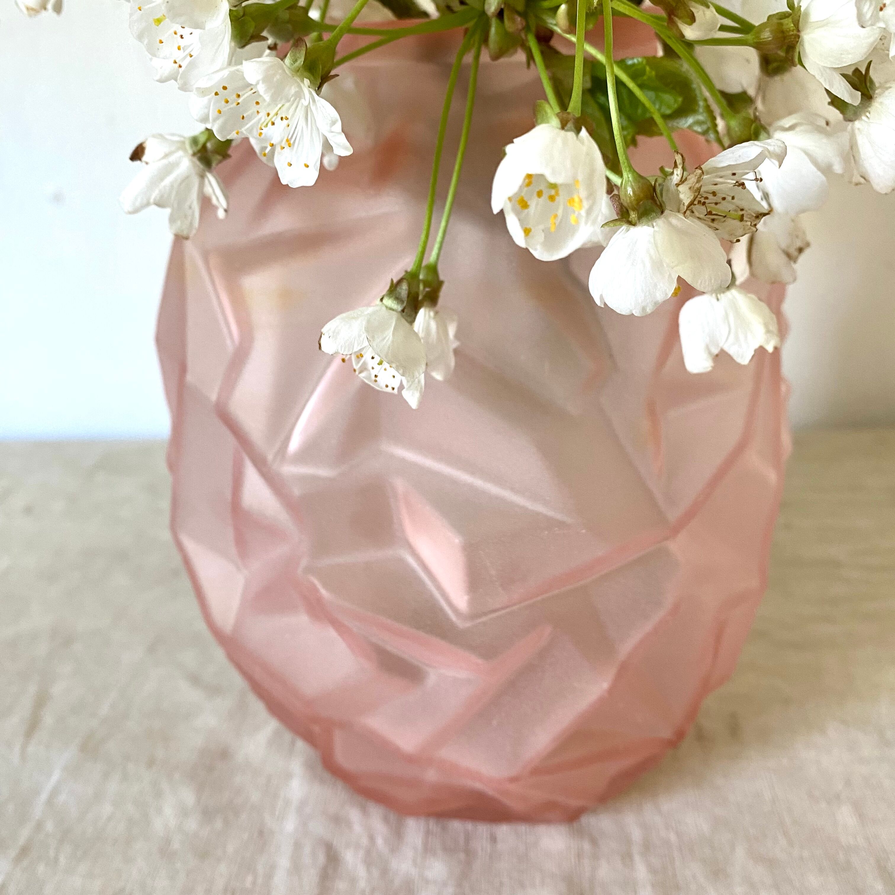 Art Deco vase in pink frosted glass