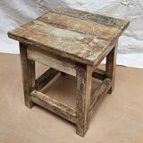 Small teak stool with 1 drawer