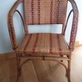 Bistro armchair in bamboo and wicker