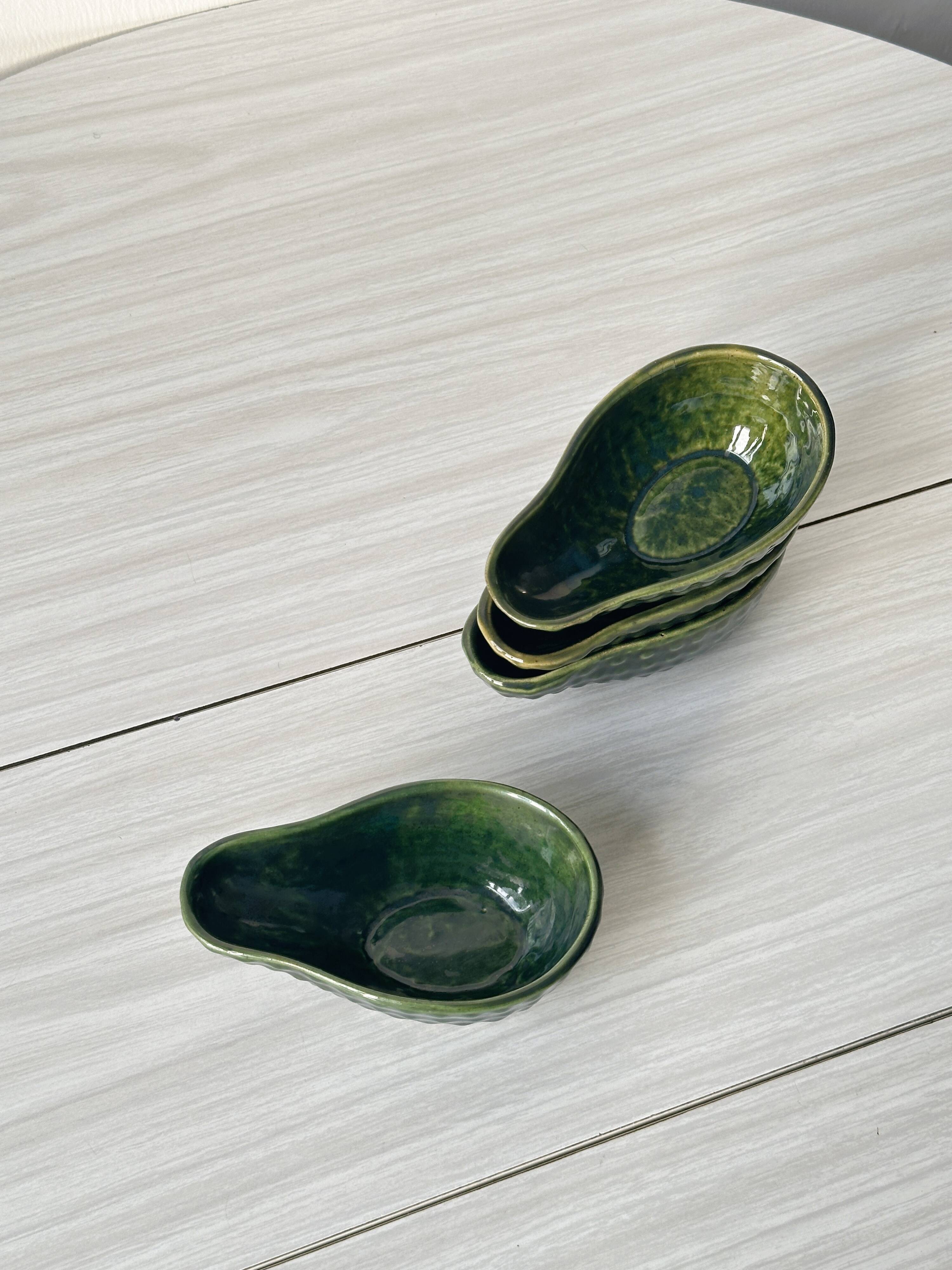 Green ceramic avocado ramekins