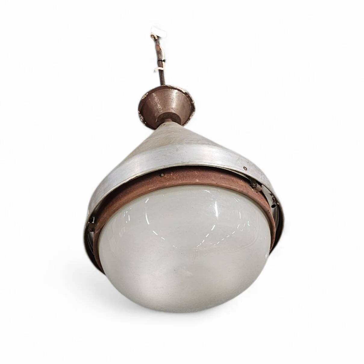 Large aluminium industrial hanging lamp 1970s height 55 cm