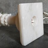 Alabaster table lamp, baluster foot, virgin wool lampshade