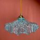 Vintage aabt-jour pendant lamp in blue Clichy glass