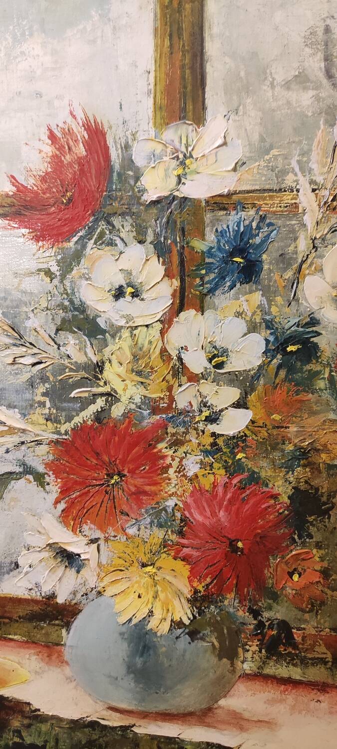 Oil on canvas bouquet of flowers signed