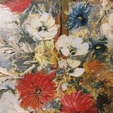 Oil on canvas bouquet of flowers signed