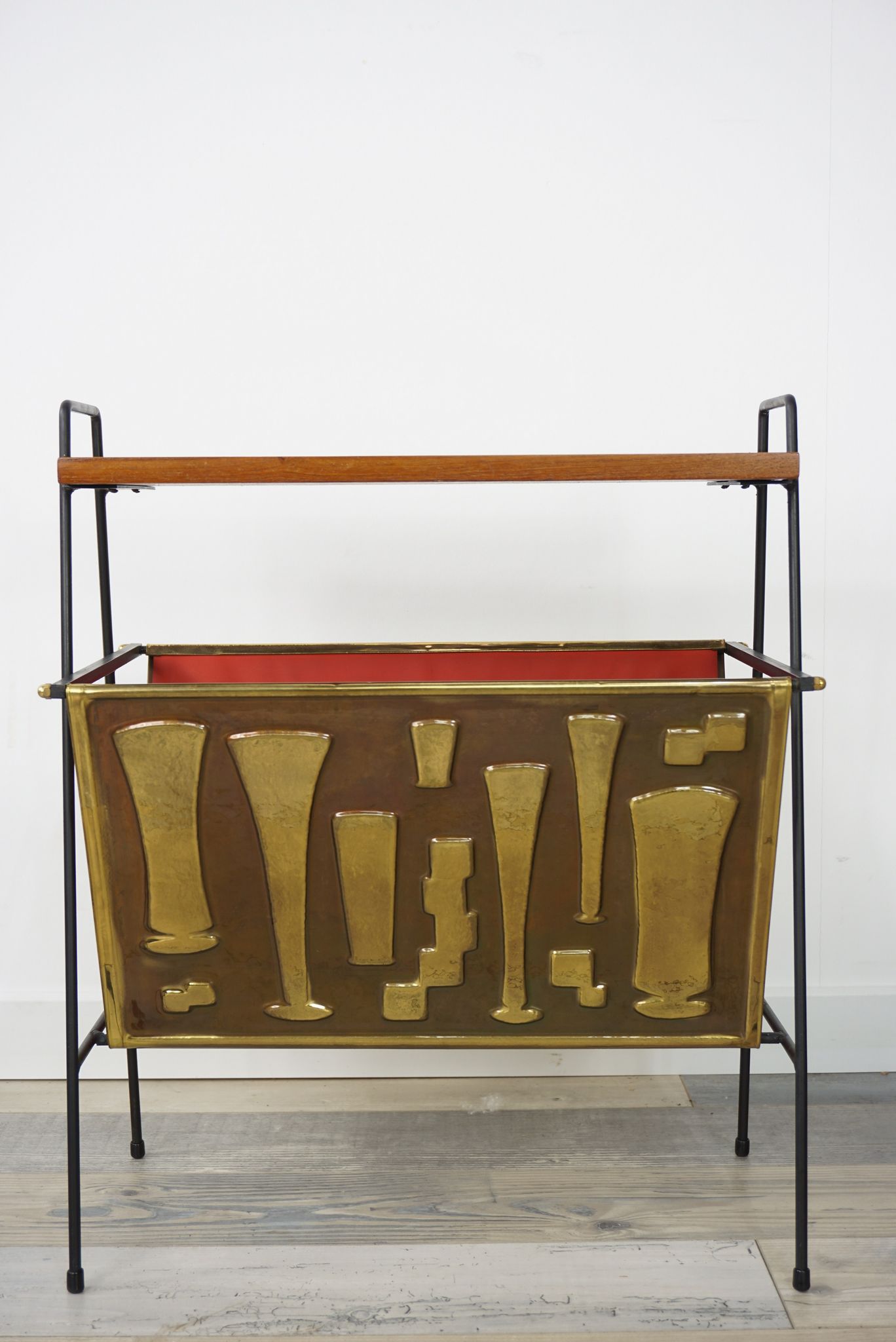Sofa tip in teak, copper and metal 50s