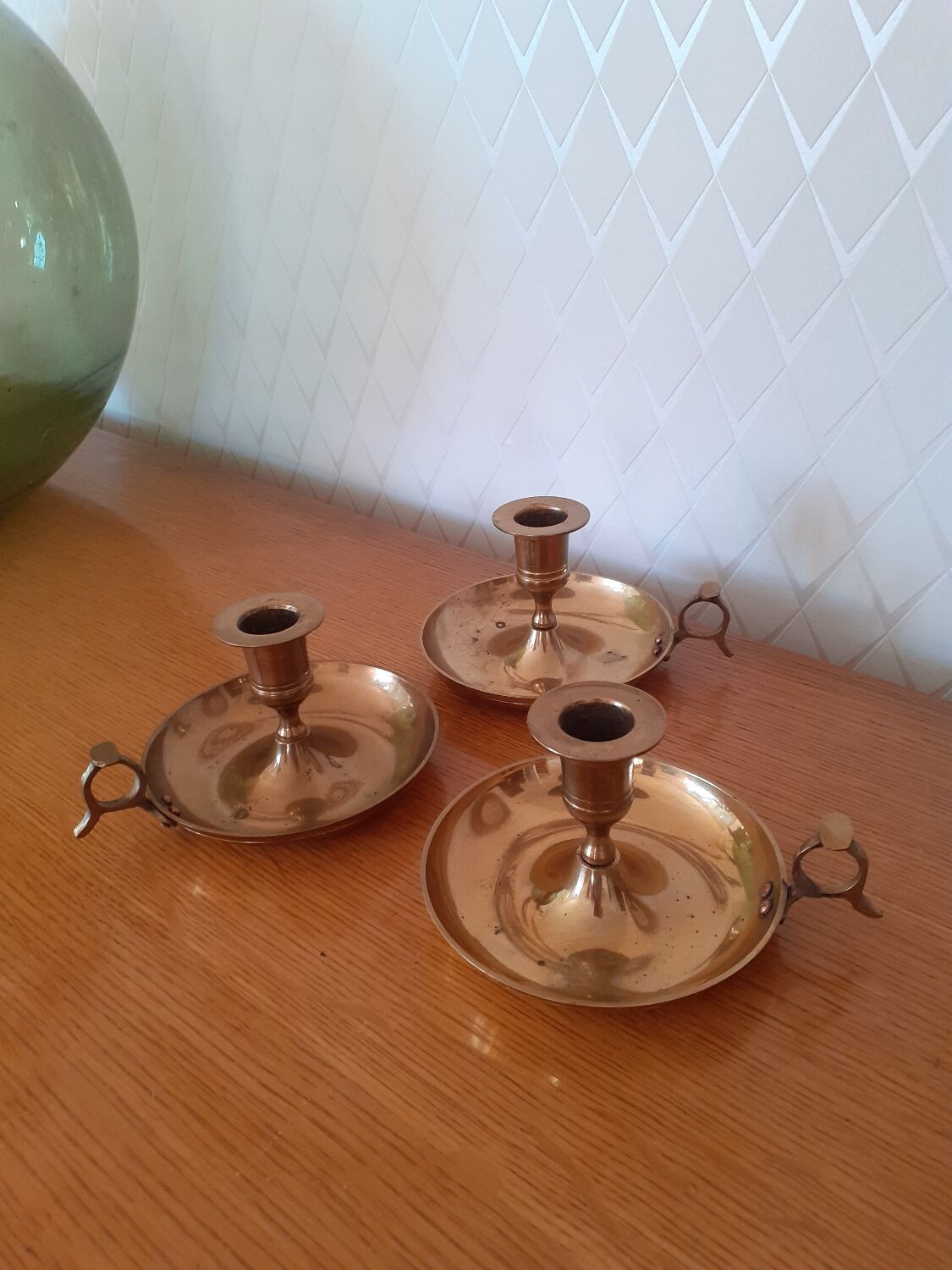 Lot de 3 bougeoirs en laiton