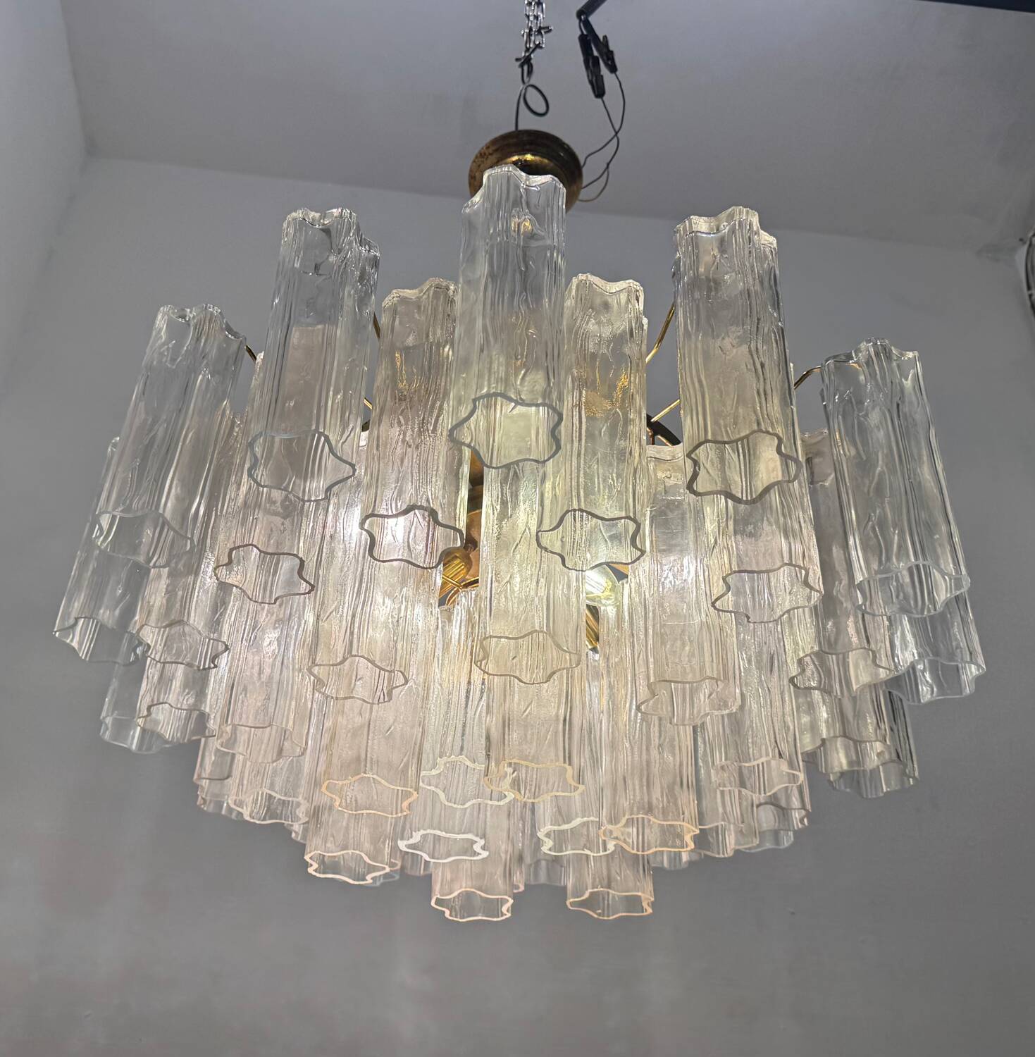 Chandelier en verre de Murano Tronchi des années 1970