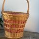 Basket in vintage woven wicker and red gingham