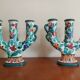 Pair of Monaco Cerart candlesticks floral decor 1950 1960