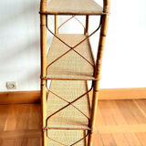 Rattan shelf on feet, vintage work 1960