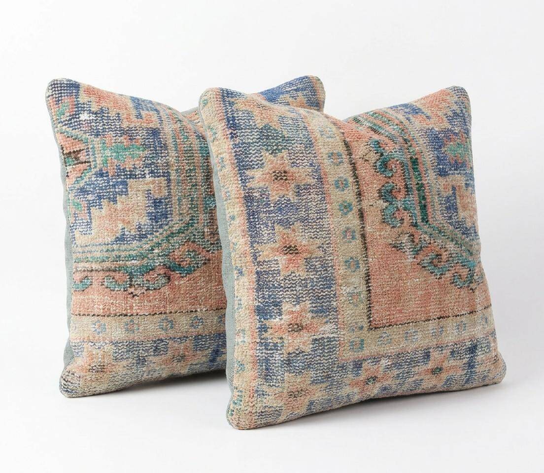 Set of 2 vintage Turkish cushion covers 61x61 cm