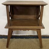 Bedside table with crossbars, vintage compass legs