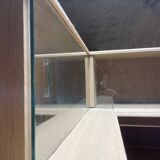 Meuble de métier ancien d’angle en chêne – bibliothèque / meuble de ra