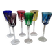 6 colored stemmed glasses in Sèvres crystal, 1980