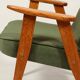 Fauteuil vintage moderne chêne clair vert royal 1962 design par Chierowski