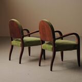 Pair of Art Deco armchairs in mahogany, circa 1930.