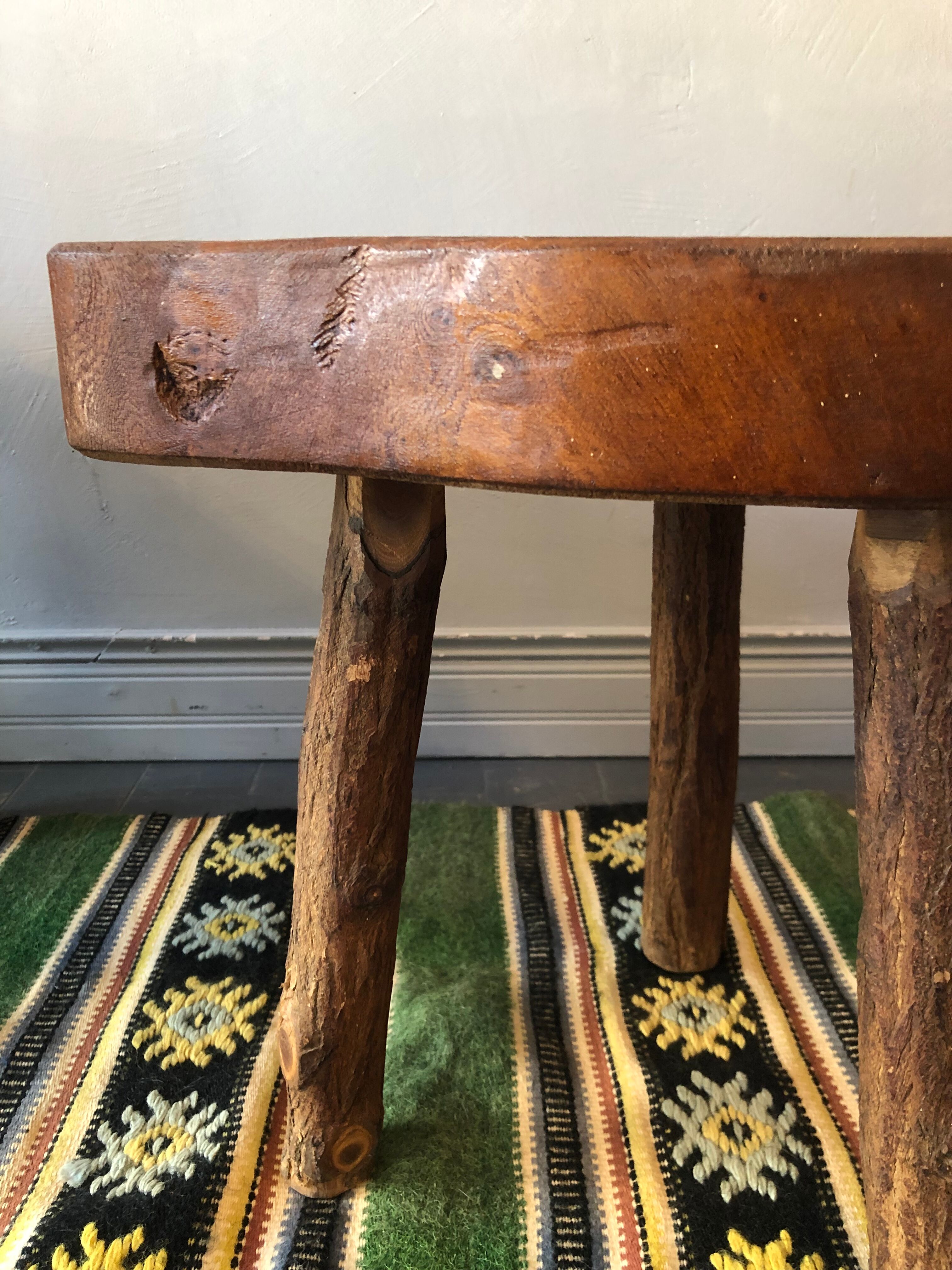 Brutalist oak side table