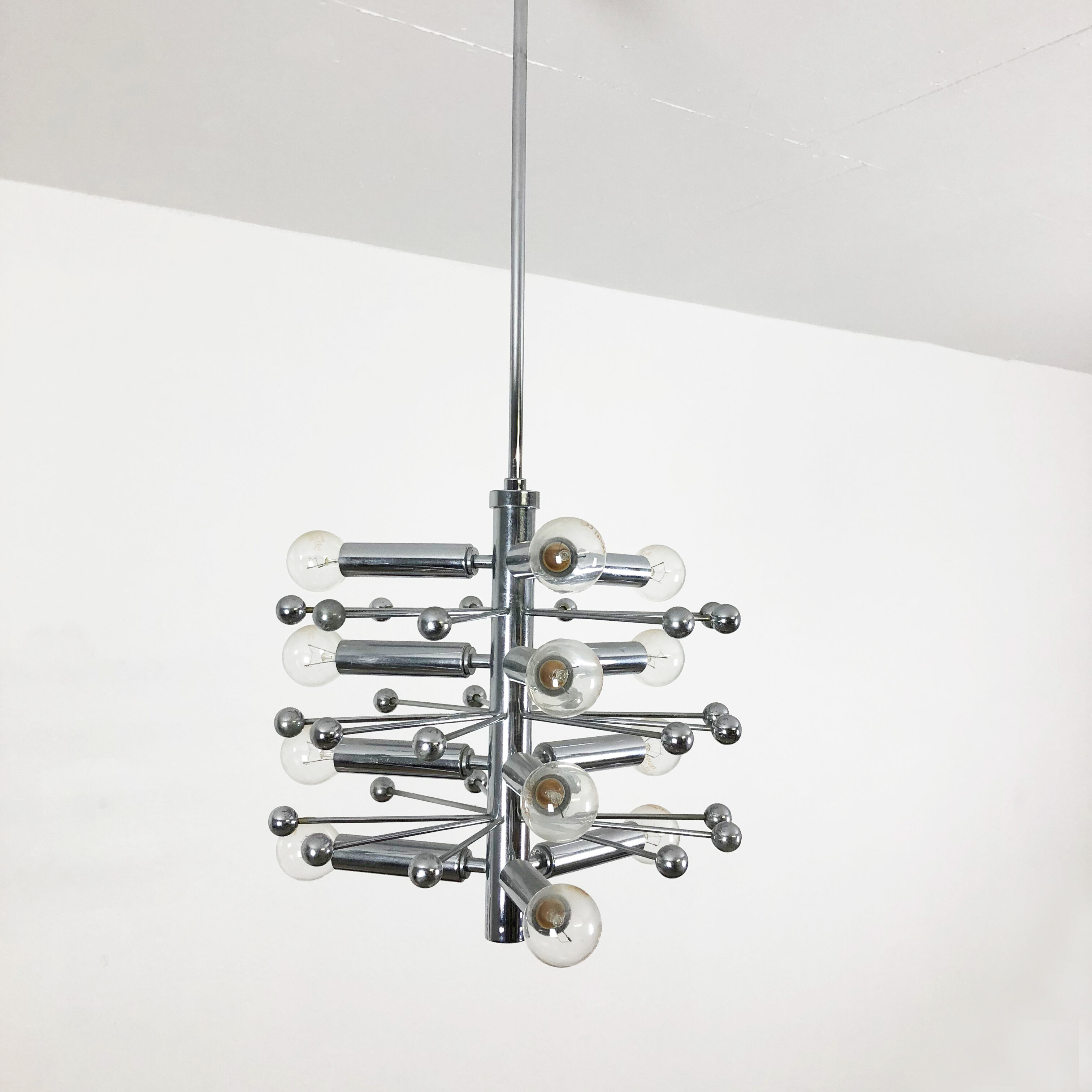Modernist Chrome Sputnik Hanging Light, Cosack Lights 1970s, Germany