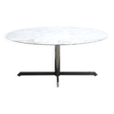 Vintage oval marble table published by Roche Bobois