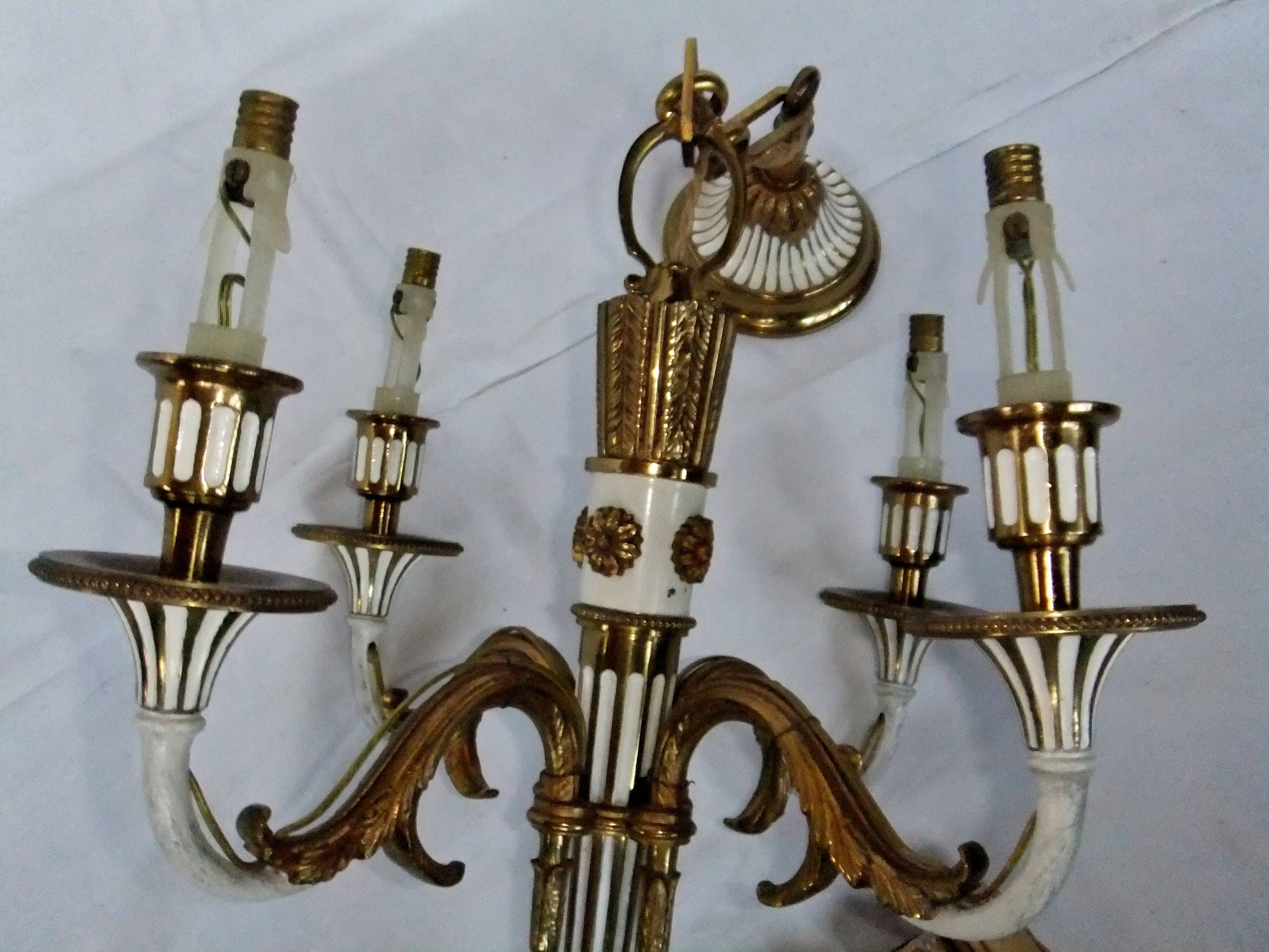 Antique Louis XVI Bronze Chandelier with acanthus quiver suspension