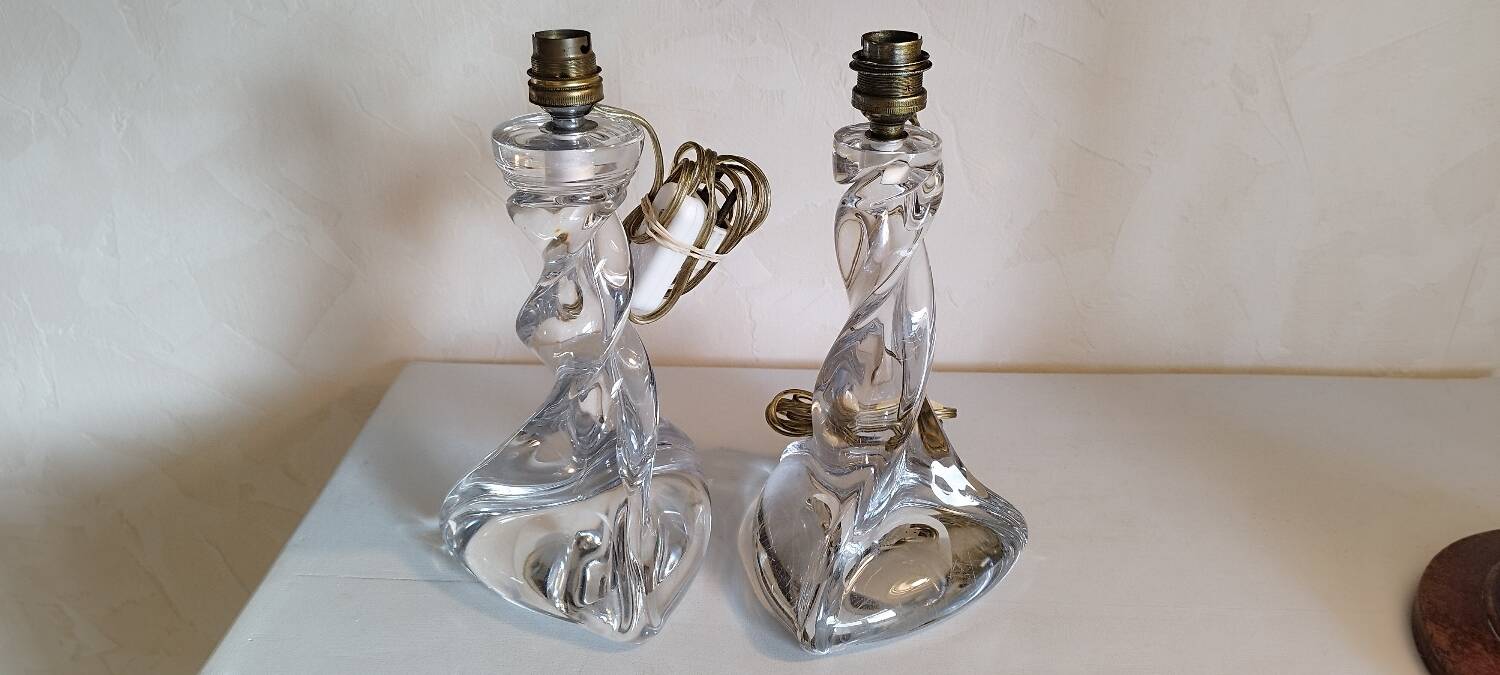 2 Lorraine crystal lamp bases