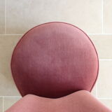 Vintage toad armchair in pink velvet with fringes, 50s/60s