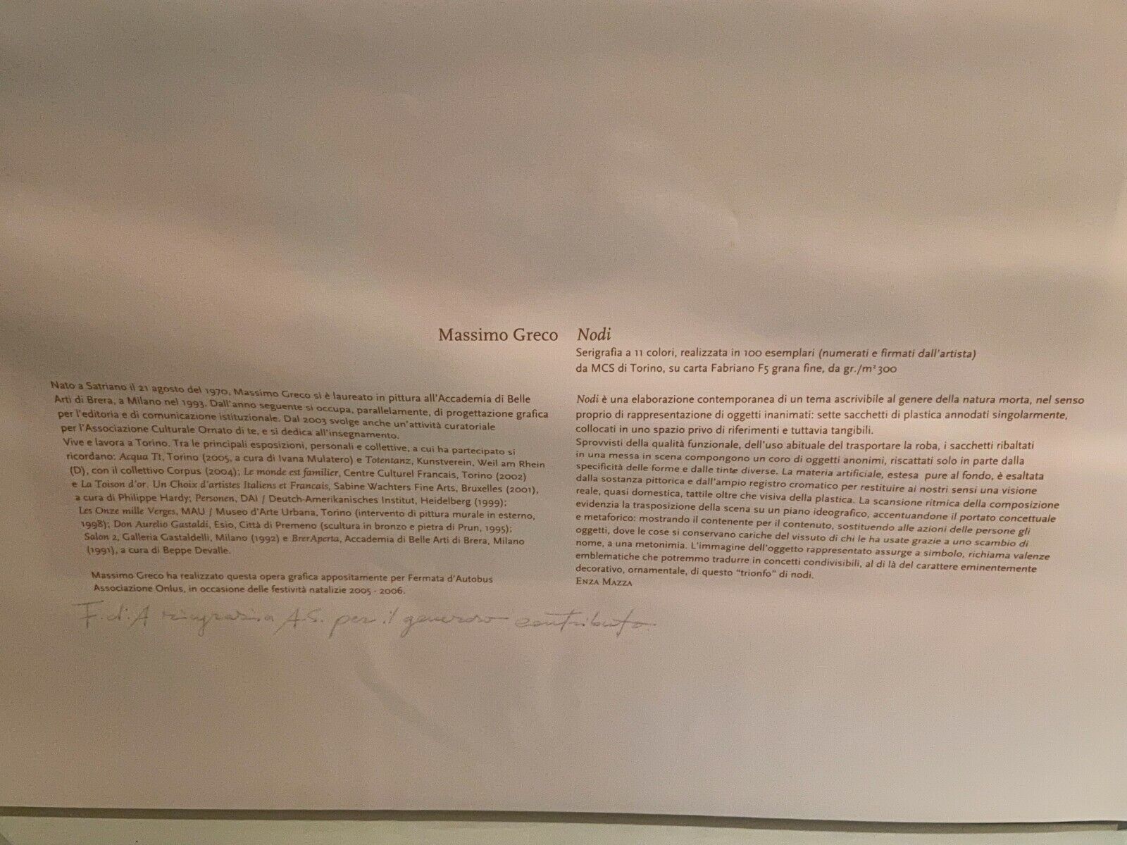 Sérigraphie originale signée Massimo Greco, Nodi, numérotée 51/100