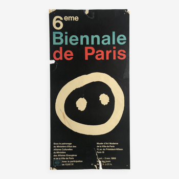 Pierre faucheux: original lithograph poster for the 6th paris biennale, 1969