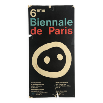 Pierre faucheux: original lithograph poster for the 6th paris biennale, 1969