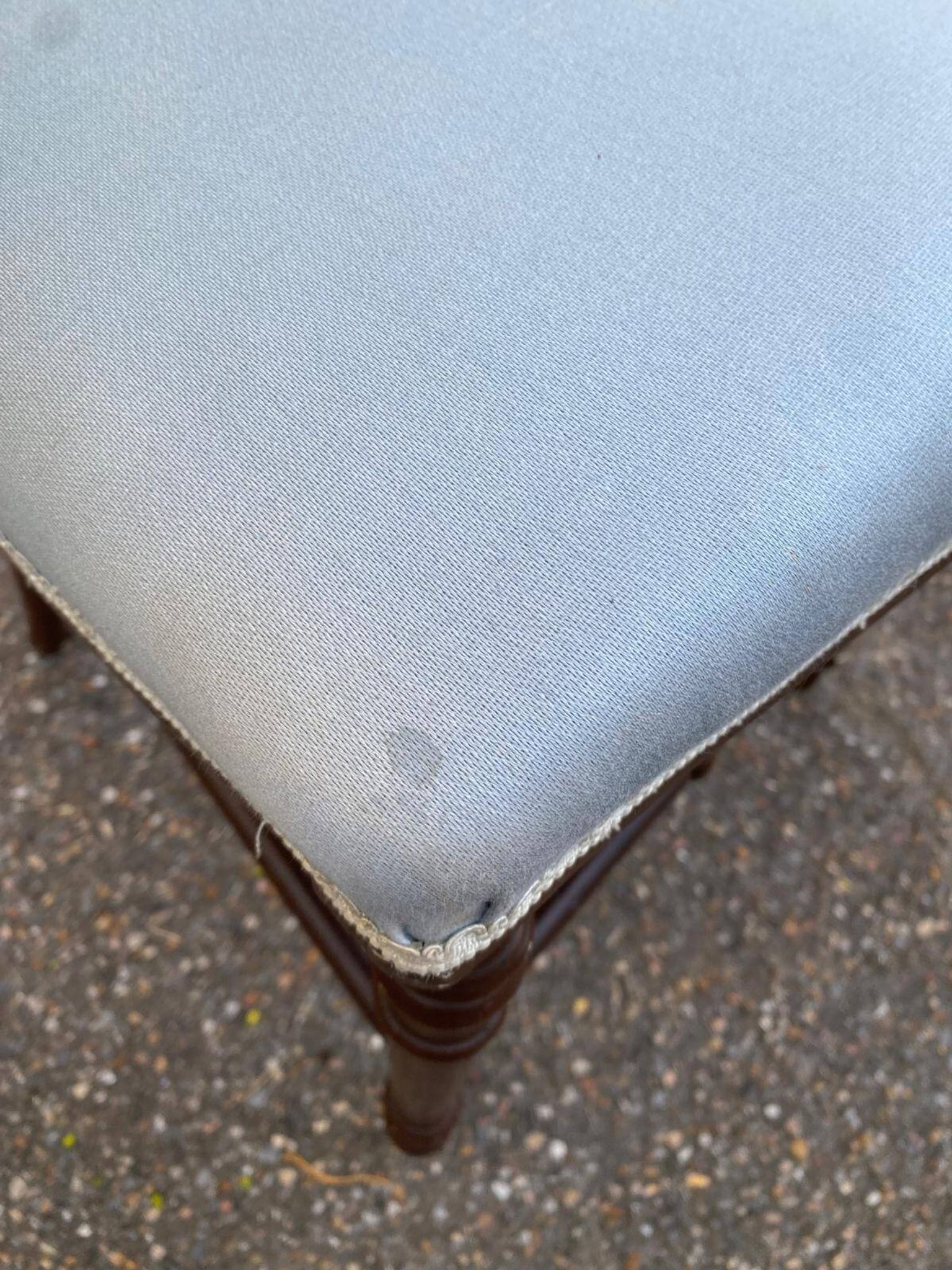 2 Napoleon III chairs in solid wood and blue satin fabric.