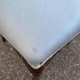 2 Napoleon III chairs in solid wood and blue satin fabric.