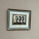 Woodcut glazed painting "Three Figures" by A. Holm, vintage & framed 37×32cm