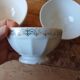 Set of 3 white and gold antique bowls - porcelain cups