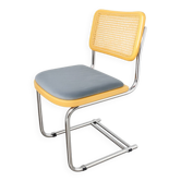 Vintage Bauhaus chair, 1980s – chrome, raffia and fabric