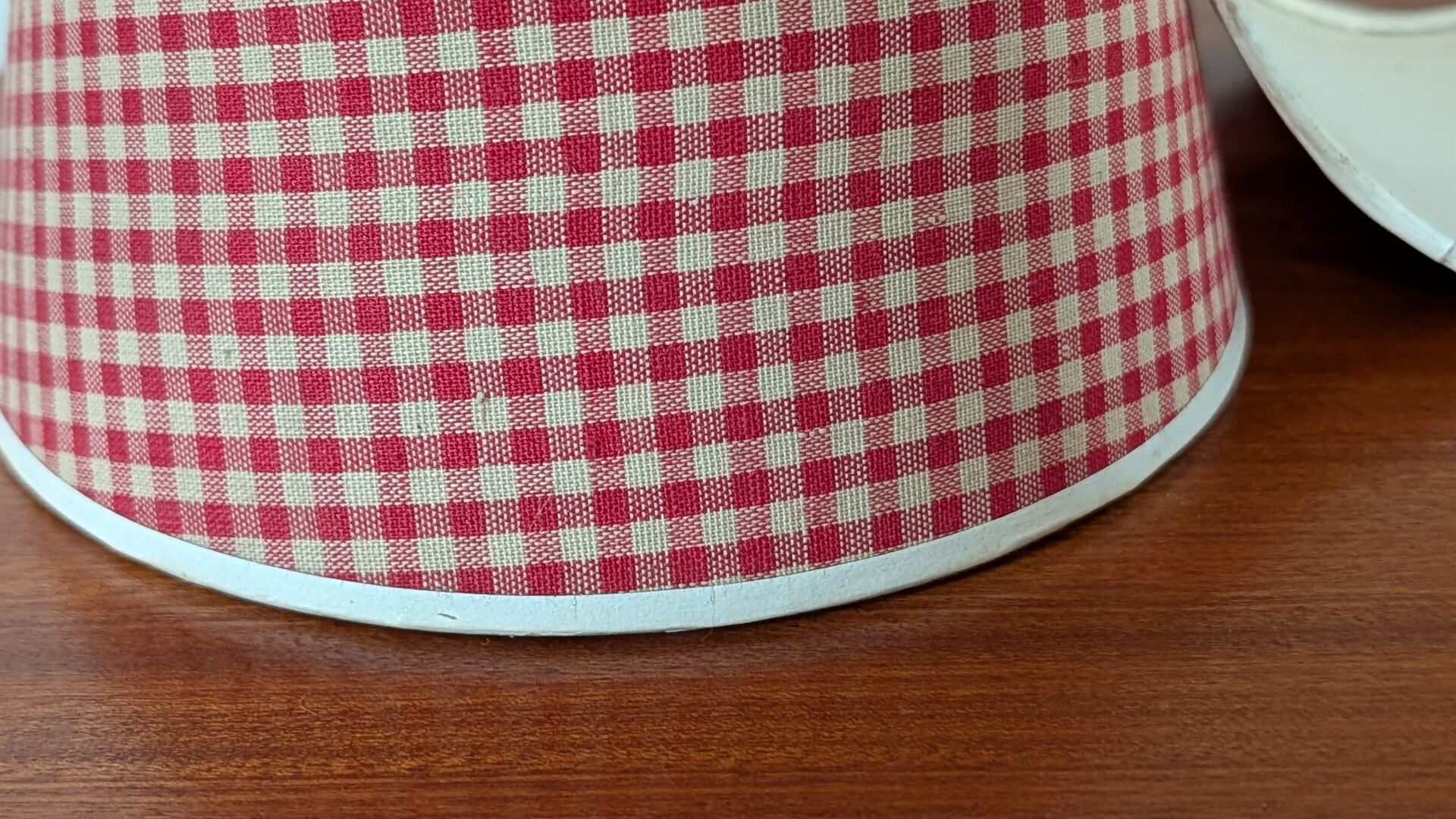 Pair of red gingham lampshades from the 60s