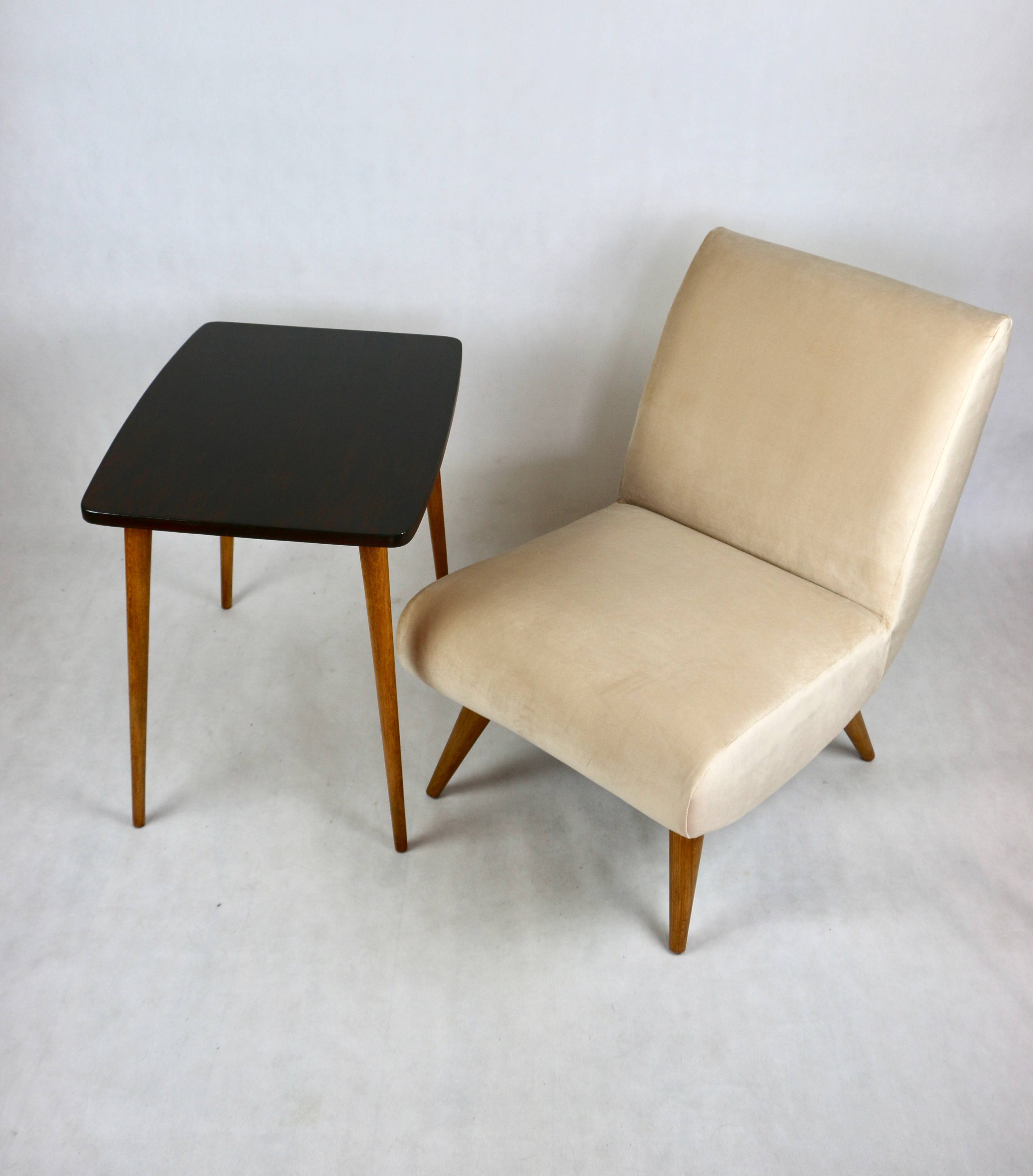 Vintage Loft armchair from the 70s beige champagne velvet