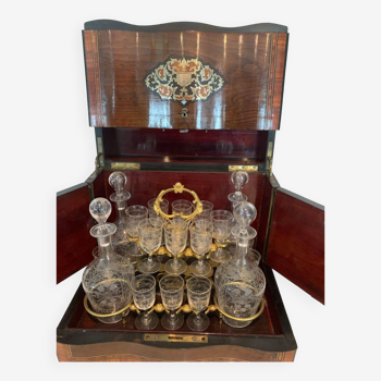 Cave a liqueur complète boulle coffret napoléon iii boite marqueterie xix siècle