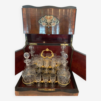 Complete liqueur cellar boulle napoleon iii box marquetry box xix century