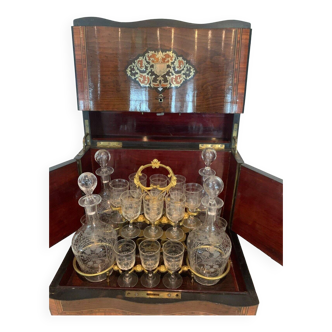 Cave a liqueur complète boulle coffret napoléon iii boite marqueterie xix siècle