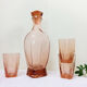 Service à eau en verre rose art déco