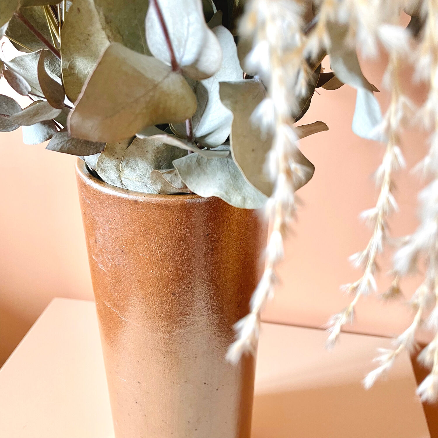 Glazed stoneware tube vase