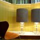 Set of 2 Glass & chrome table lamps with alcantara lampshades, 1960s