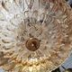 Ceiling-hanging lamp in glass with prisms and metal details