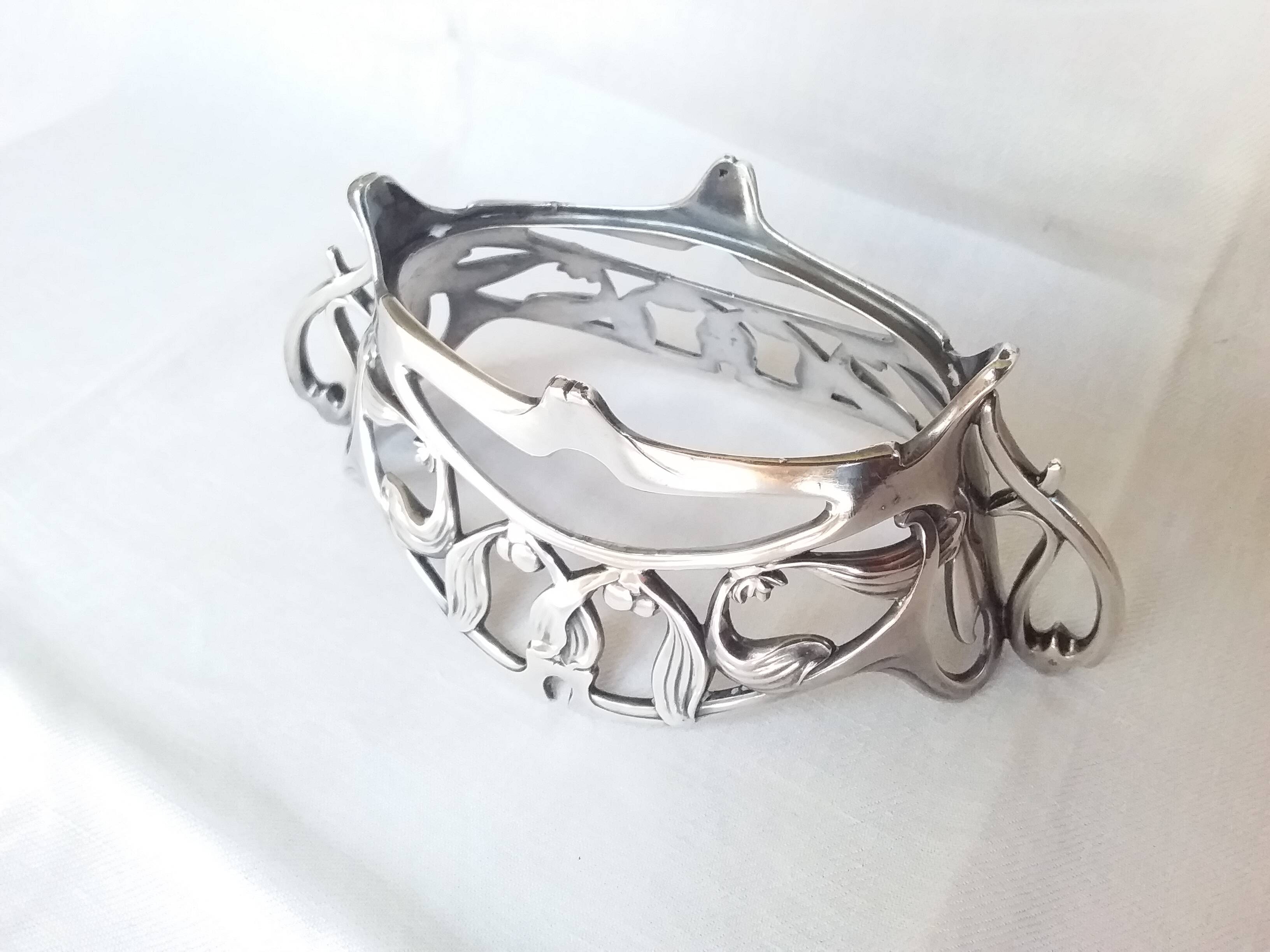 Gallia Cup (Christofle) Art Nouveau in silver-plated metal and engraved crystal