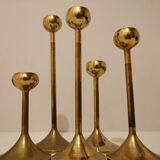 Set of 5 brass candlesticks from the 70s